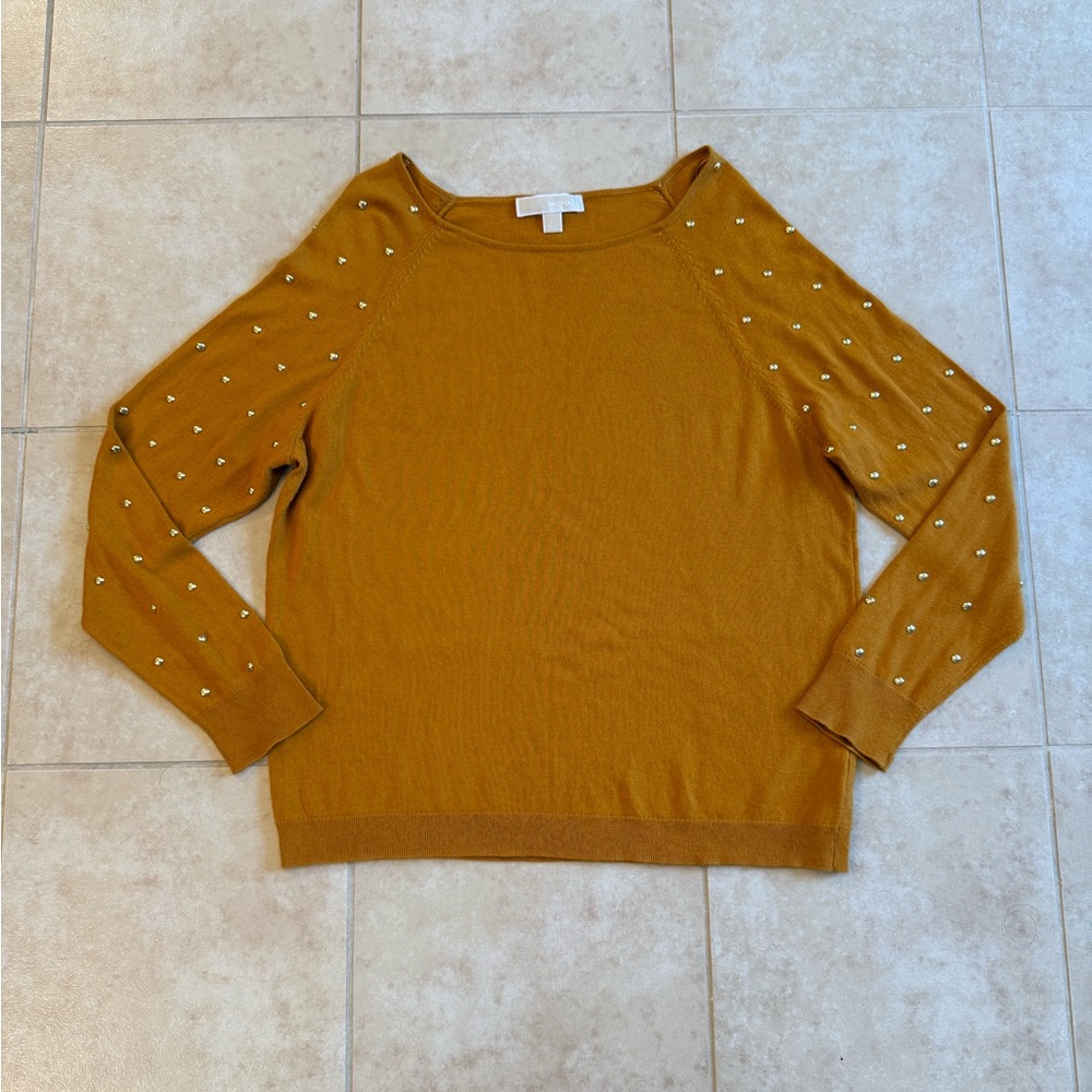 Michael Kors Size Large - Mustard Knit Top Women's Sweater - Picture 2 of 5